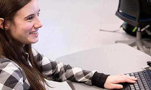 Student working on a computer